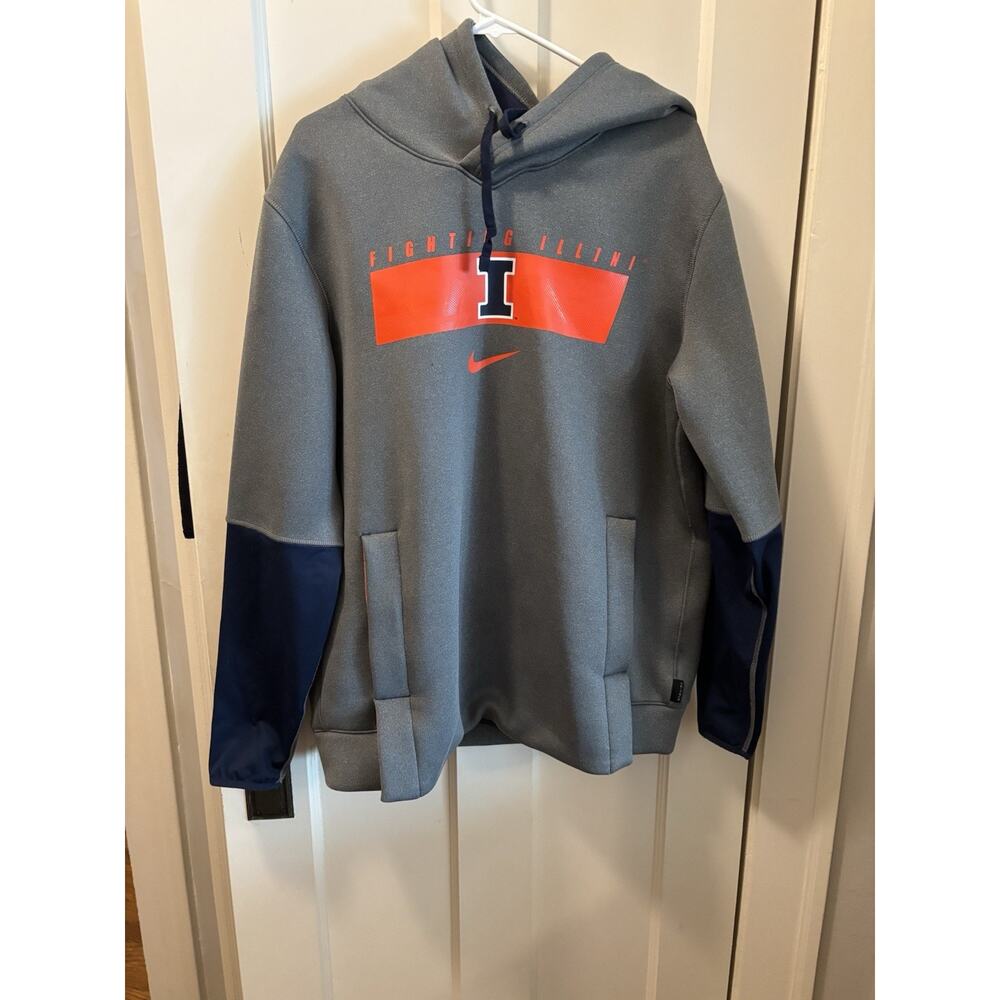 Nike Illinois‎ Fighting Illini Sideline Heavyweight Hoodie Therma Fit Gray large
